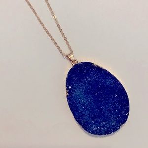 Maren Elena Necklace with Large Blue Stone.